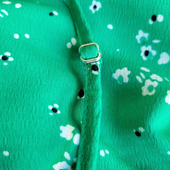 🌟 TOPSHOP Flirty Trendy Green Floral Crop Cami Rouching Side Zip Women's Sz 10 - Picture 7 of 9